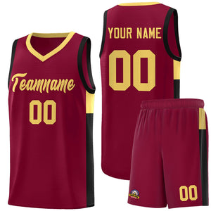 Custom Crimson Khaki Side Two-Tone Classic Sports Uniform Basketball Jersey