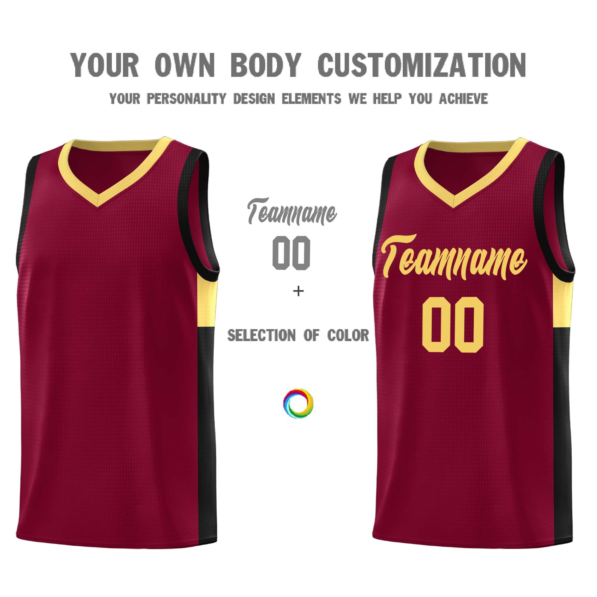 Custom Crimson Khaki Side Two-Tone Classic Sports Uniform Basketball Jersey