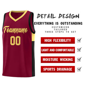 Custom Crimson Khaki Side Two-Tone Classic Sports Uniform Basketball Jersey