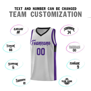 Custom Gray Purple Side Two-Tone Classic Sports Uniform Basketball Jersey