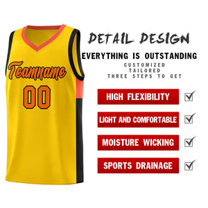 Custom Gold Orange-Black Side Two-Tone Classic Sports Uniform Basketball Jersey