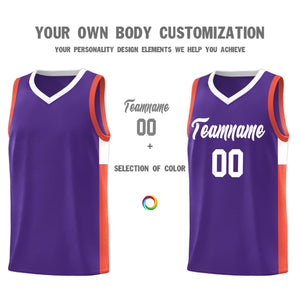 Custom Purple White Side Two-Tone Classic Sports Uniform Basketball Jersey