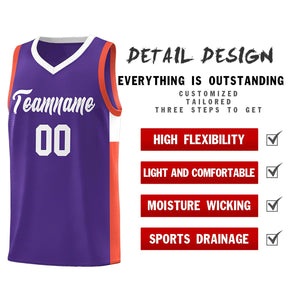 Custom Purple White Side Two-Tone Classic Sports Uniform Basketball Jersey