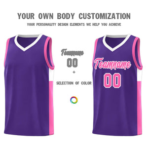 Custom Purple Pink-White Side Two-Tone Classic Sports Uniform Basketball Jersey