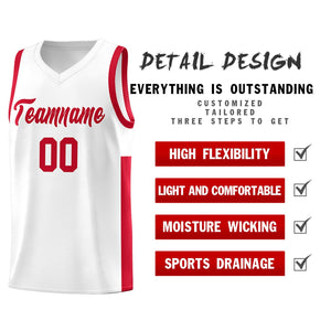 Custom White Red Side Two-Tone Classic Sports Uniform Basketball Jersey