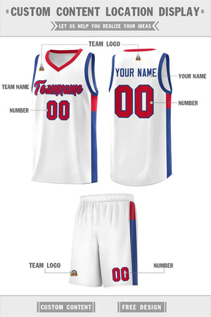 Custom White Red-Royal Side Two-Tone Classic Sports Uniform Basketball Jersey