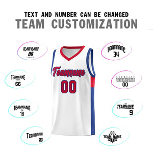 Custom White Red-Royal Side Two-Tone Classic Sports Uniform Basketball Jersey