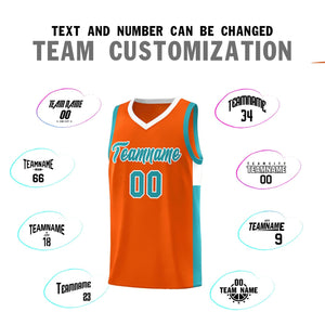 Custom Orange Aqua-White Side Two-Tone Classic Sports Uniform Basketball Jersey