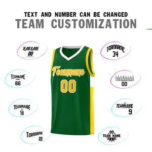 Custom Green Gold-White Side Two-Tone Classic Sports Uniform Basketball Jersey