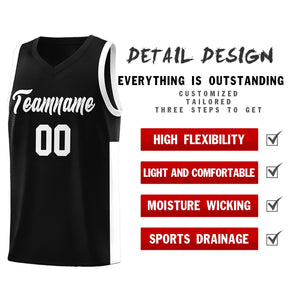 Custom Black White Side Two-Tone Classic Sports Uniform Basketball Jersey