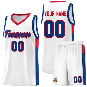 Custom White Royal-Red Side Two-Tone Classic Sports Uniform Basketball Jersey