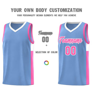 Custom Light Blue Pink Side Two-Tone Classic Sports Uniform Basketball Jersey