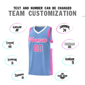 Custom Light Blue Pink Side Two-Tone Classic Sports Uniform Basketball Jersey