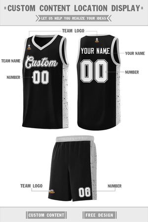 Custom Black White Side Splash Sports Uniform Basketball Jersey