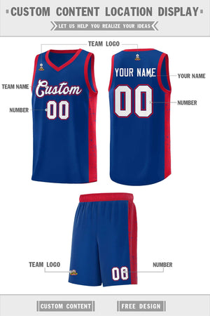 Custom Royal White-Royal Side Splash Sports Uniform Basketball Jersey