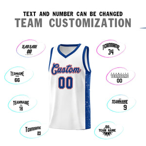 Custom White Royal Side Splash Sports Uniform Basketball Jersey