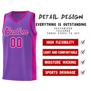 Custom Purple Red-White Side Splash Sports Uniform Basketball Jersey