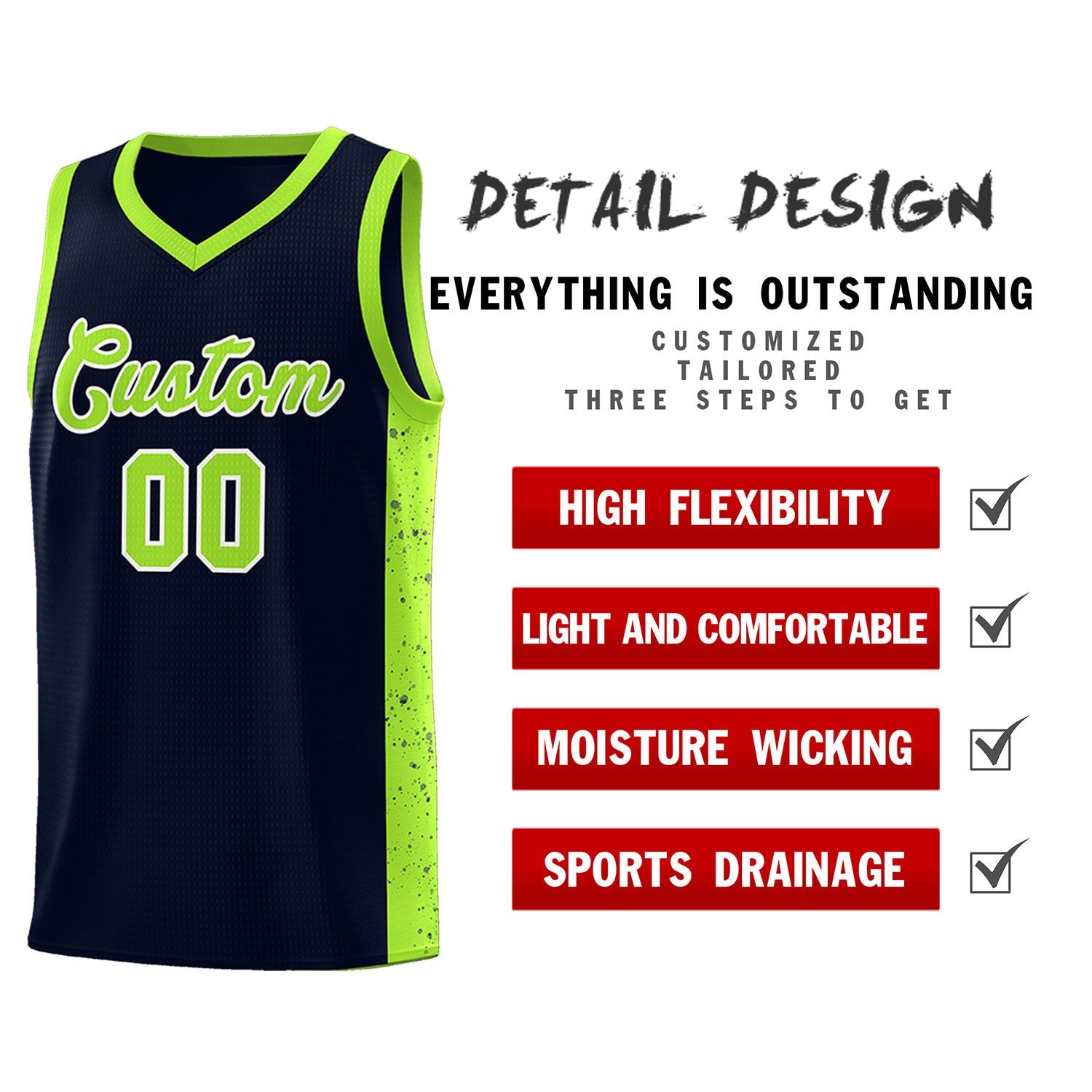 Custom Purple Neon Green-White Side Splash Sports Uniform Basketball Jersey