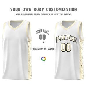 Custom White Cream-Black Red Side Splash Sports Uniform Basketball Jersey