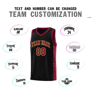 Custom Black Crimson-Khaki Side Splash Sports Uniform Basketball Jersey