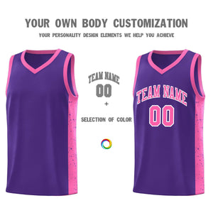 Custom Purple Pink-White Side Splash Sports Uniform Basketball Jersey