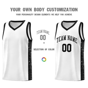 Custom White Black Side Splash Sports Uniform Basketball Jersey