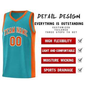Custom Aqua Orange-White Side Splash Sports Uniform Basketball Jersey