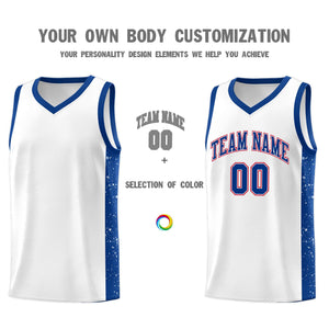 Custom White Royal Side Splash Sports Uniform Basketball Jersey