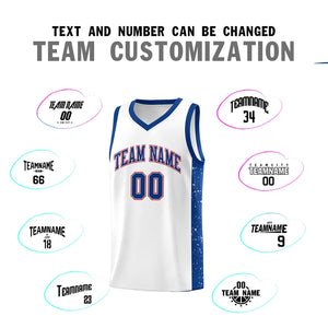 Custom White Royal Side Splash Sports Uniform Basketball Jersey