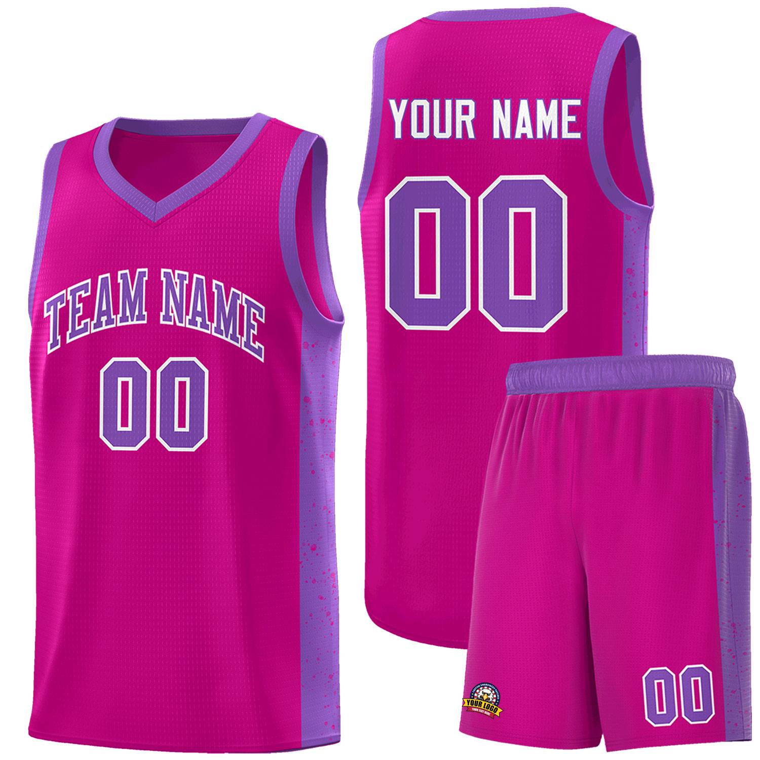 Custom Red Purple-White Side Splash Sports Uniform Basketball Jersey