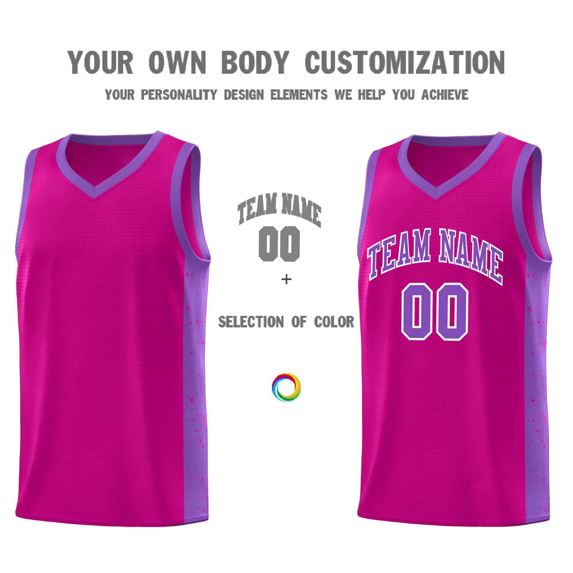 Custom Red Purple-White Side Splash Sports Uniform Basketball Jersey