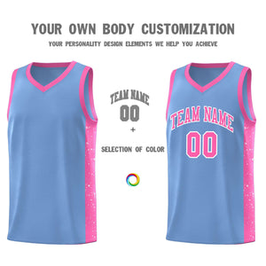 Custom Light Blue Pink-White Side Splash Sports Uniform Basketball Jersey