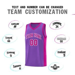 Custom Purple Red-White Side Splash Sports Uniform Basketball Jersey