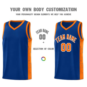 Custom Royal Orange-White Side Splash Sports Uniform Basketball Jersey