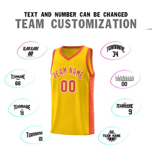 Custom Gold Orange-White Side Splash Sports Uniform Basketball Jersey