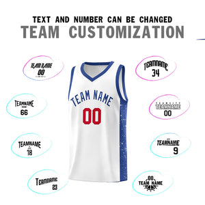 Custom White Royal Side Splash Sports Uniform Basketball Jersey