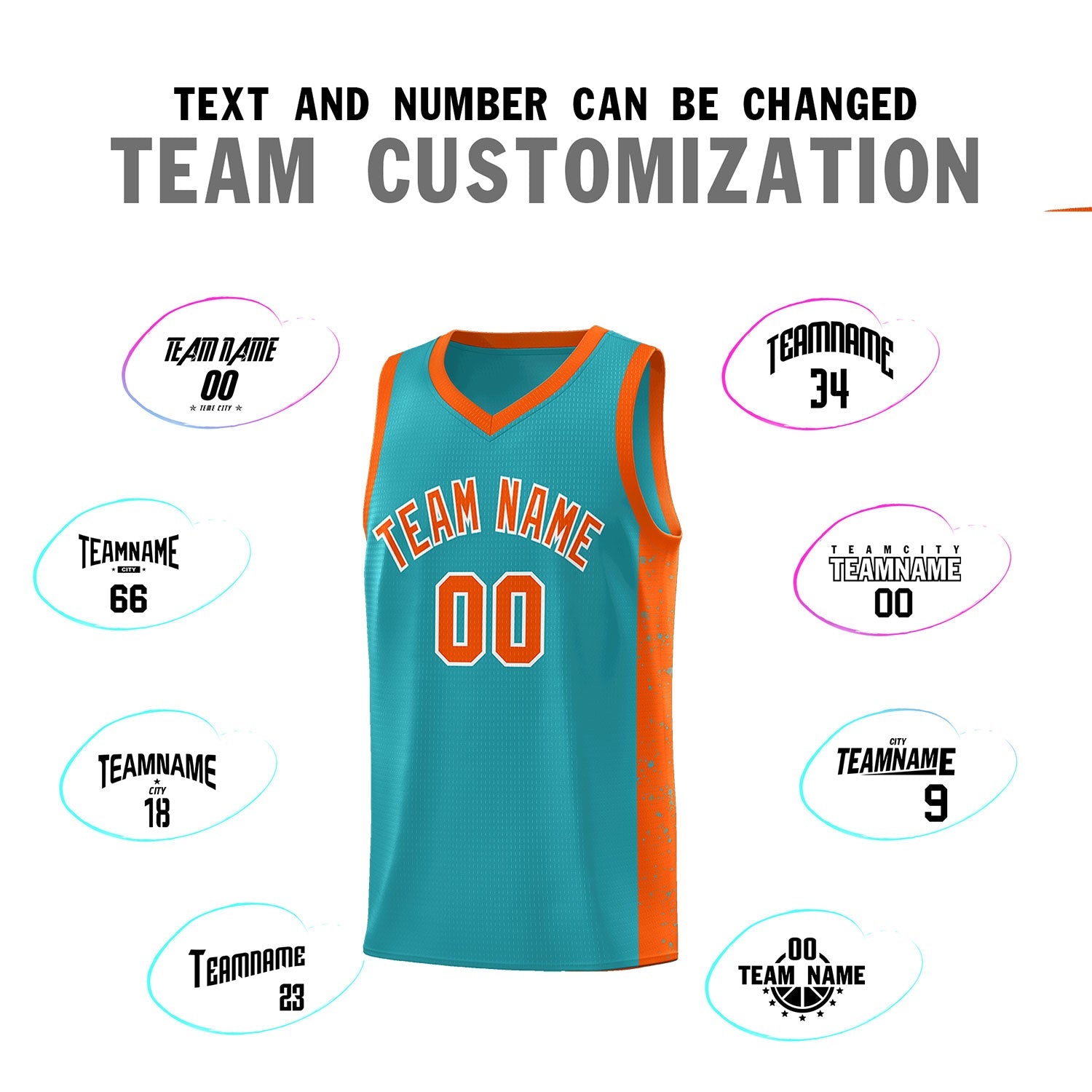 Custom Aqua Orange-White Side Splash Sports Uniform Basketball Jersey