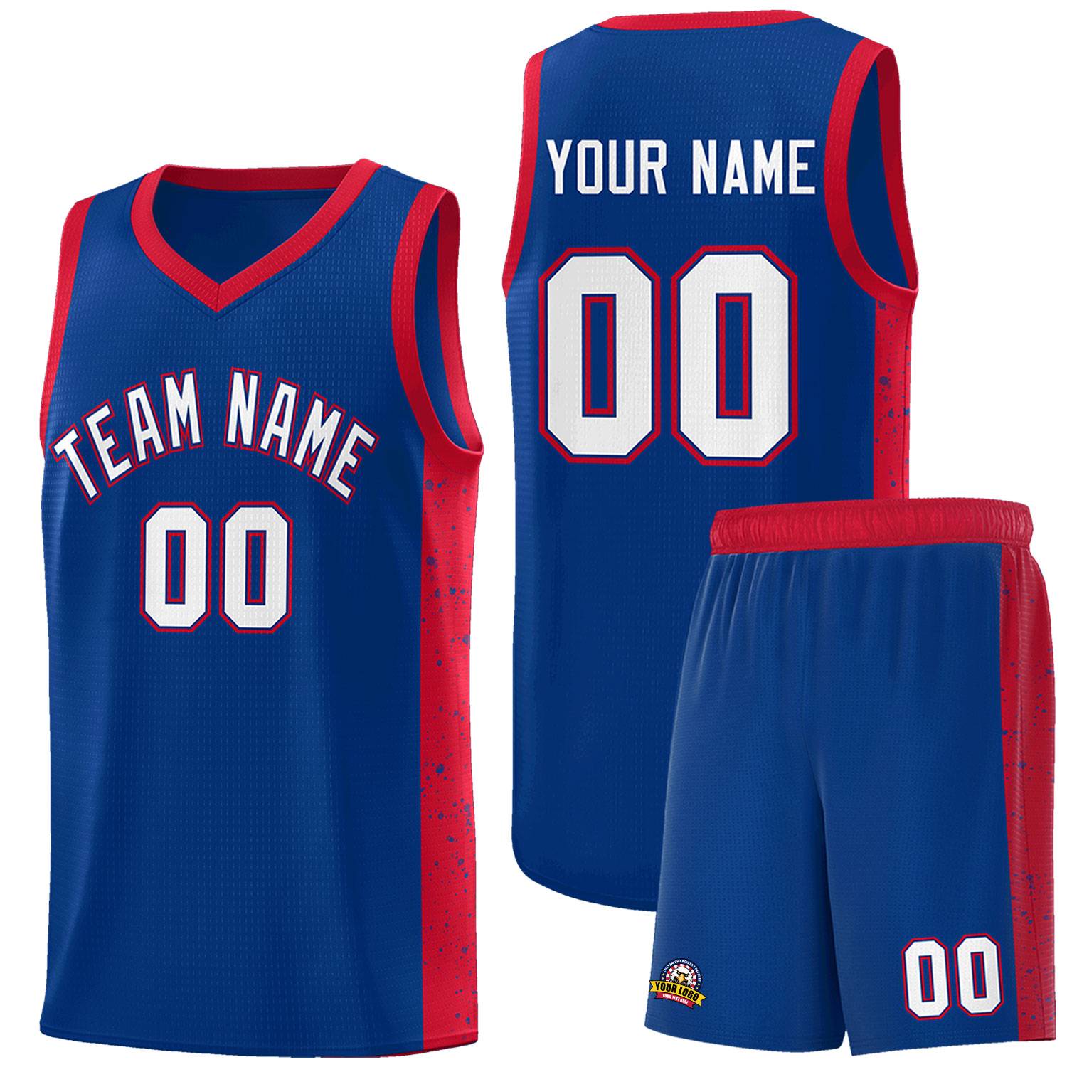 Custom Royal White-Royal Side Splash Sports Uniform Basketball Jersey