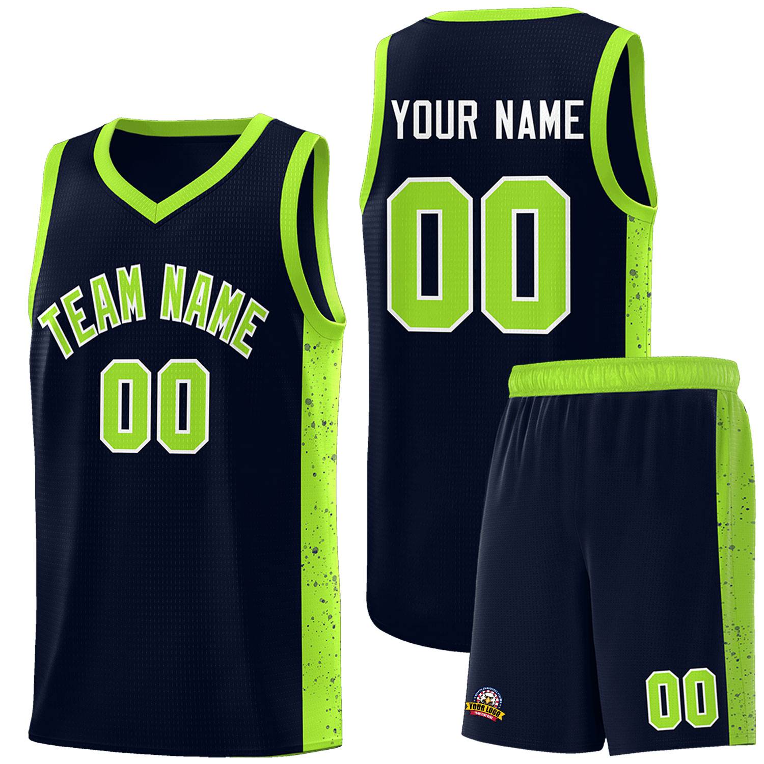 Custom Purple Neon Green-White Side Splash Sports Uniform Basketball Jersey