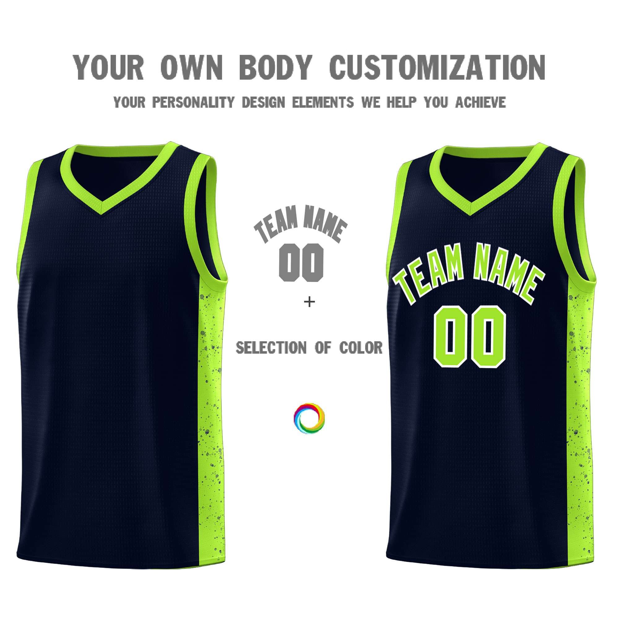 Custom Purple Neon Green-White Side Splash Sports Uniform Basketball Jersey