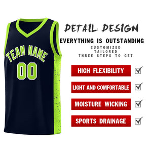 Custom Purple Neon Green-White Side Splash Sports Uniform Basketball Jersey