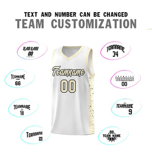 Custom White Cream-Black Red Side Splash Sports Uniform Basketball Jersey