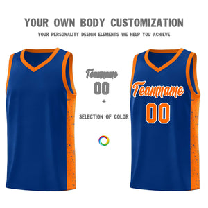 Custom Royal Orange-White Side Splash Sports Uniform Basketball Jersey