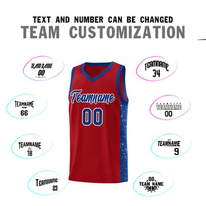 Custom Red Royal-White Side Splash Sports Uniform Basketball Jersey