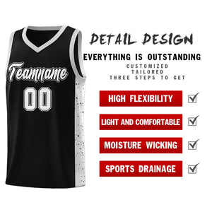 Custom Black White Side Splash Sports Uniform Basketball Jersey