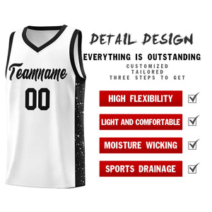 Custom White Black Side Splash Sports Uniform Basketball Jersey