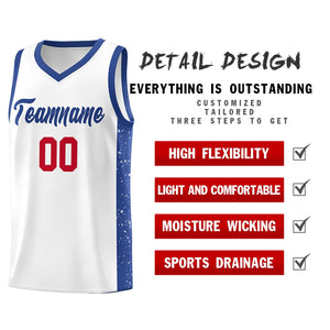 Custom White Royal Side Splash Sports Uniform Basketball Jersey