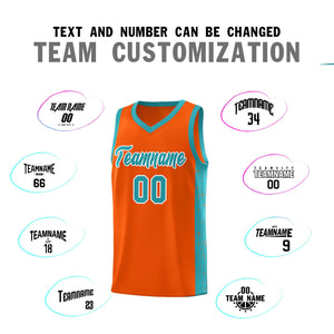 Custom Orange Aqua-White Side Splash Sports Uniform Basketball Jersey