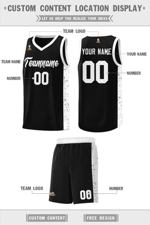 Custom Black White Side Splash Sports Uniform Basketball Jersey