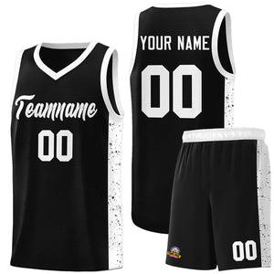 Custom Black White Side Splash Sports Uniform Basketball Jersey